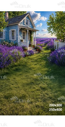 Tło fotograficzne „Lawendowy domek w letnim ogrodzie” | 4208